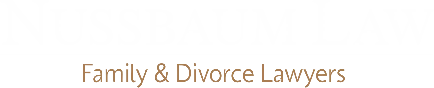 Logo of Nussbaum Law, featuring the text 'NUSSBAUM LAW' in large capital letters and 'Family & Divorce Lawyers' below in a smaller, lighter font, representing a Toronto-based family law firm.