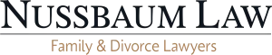 Nussbaum Law logo emphasizing family and divorce lawyer services in Toronto with bold black uppercase text and a tagline in gray beneath