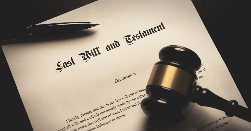 Who inherits without a will in Ontario - Last Will and Testament document with gavel